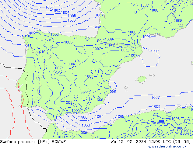 pression de l'air ECMWF mer 15.05.2024 18 UTC