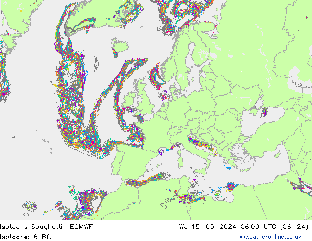 Isotachs Spaghetti ECMWF  15.05.2024 06 UTC