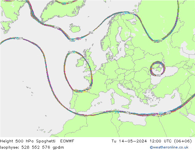 Géop. 500 hPa Spaghetti ECMWF mar 14.05.2024 12 UTC
