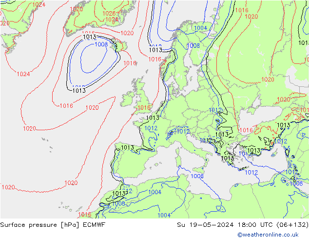 pression de l'air ECMWF dim 19.05.2024 18 UTC