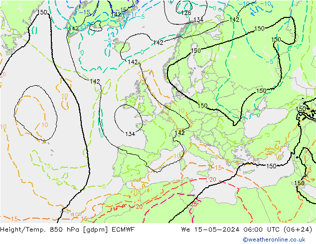 Height/Temp. 850 hPa ECMWF mer 15.05.2024 06 UTC