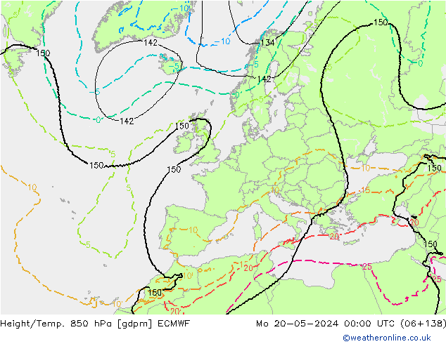 Hoogte/Temp. 850 hPa ECMWF ma 20.05.2024 00 UTC