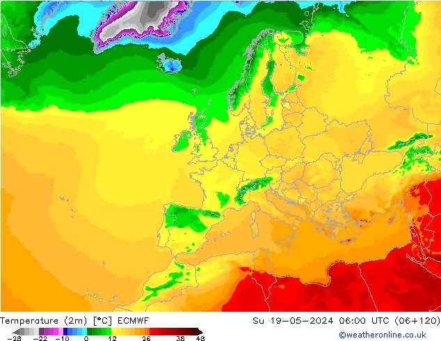 Temperature (2m) ECMWF Ne 19.05.2024 06 UTC
