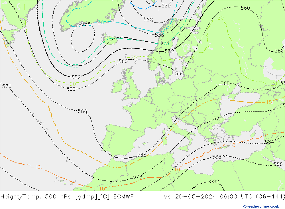 Géop./Temp. 500 hPa ECMWF lun 20.05.2024 06 UTC