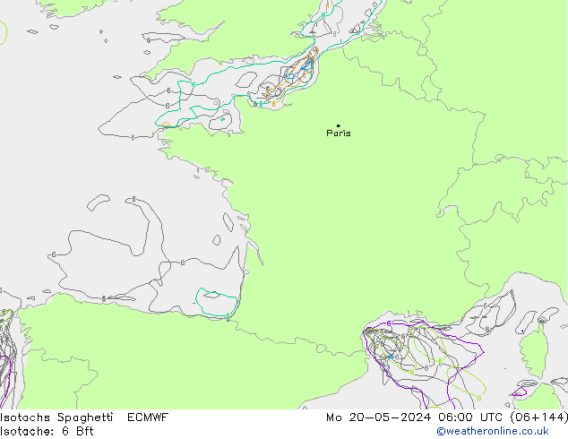 Isotachs Spaghetti ECMWF Mo 20.05.2024 06 UTC