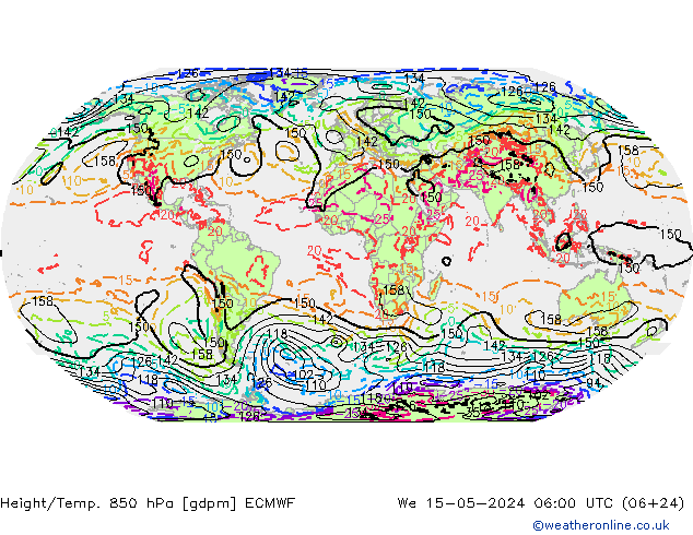 Height/Temp. 850 hPa ECMWF Mi 15.05.2024 06 UTC