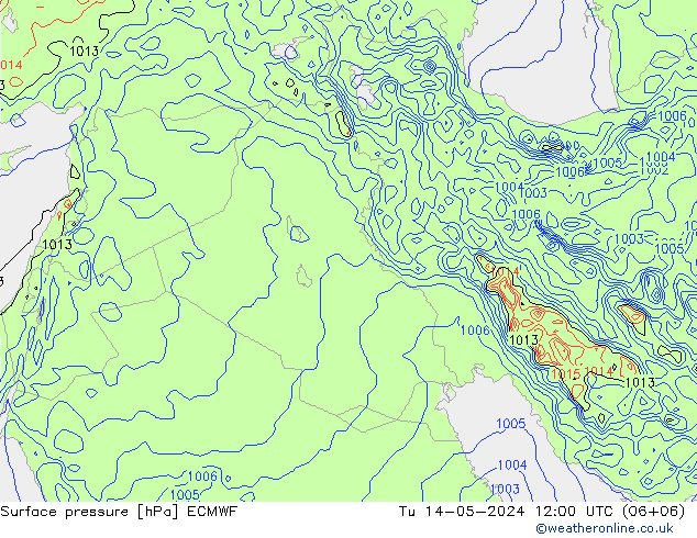 Surface pressure ECMWF Tu 14.05.2024 12 UTC