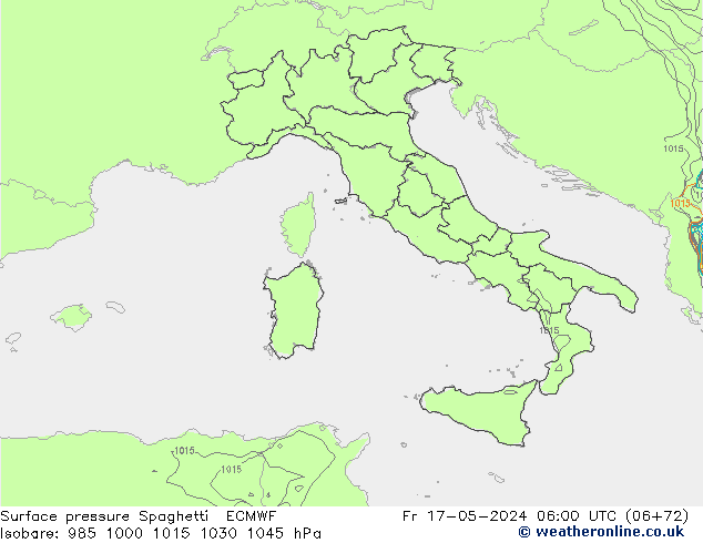 pressão do solo Spaghetti ECMWF Sex 17.05.2024 06 UTC