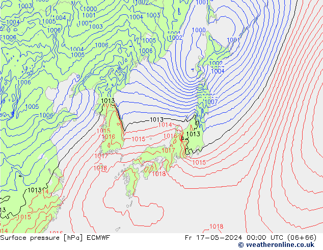 Pressione al suolo ECMWF ven 17.05.2024 00 UTC