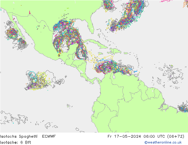 Eşrüzgar Hızları Spaghetti ECMWF Cu 17.05.2024 06 UTC