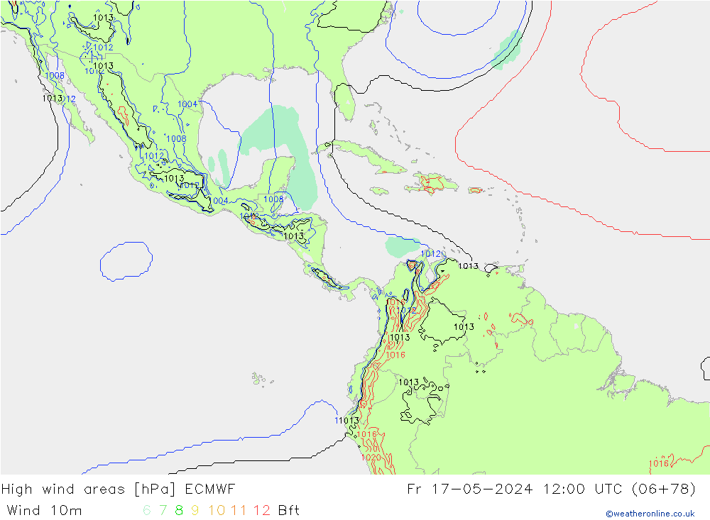 High wind areas ECMWF vie 17.05.2024 12 UTC