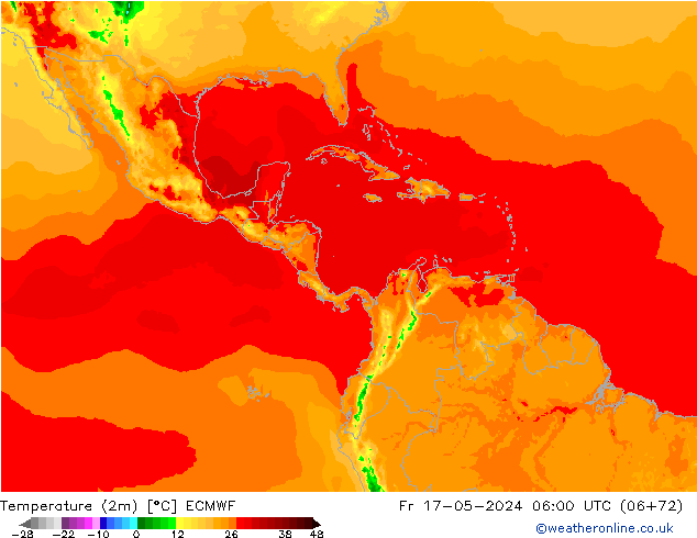 Sıcaklık Haritası (2m) ECMWF Cu 17.05.2024 06 UTC