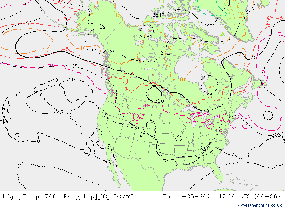 Height/Temp. 700 hPa ECMWF Tu 14.05.2024 12 UTC