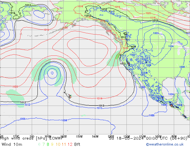 High wind areas ECMWF сб 18.05.2024 00 UTC