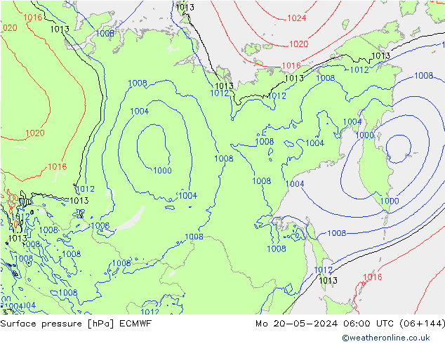 Luchtdruk (Grond) ECMWF ma 20.05.2024 06 UTC