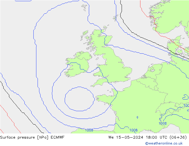 Bodendruck ECMWF Mi 15.05.2024 18 UTC