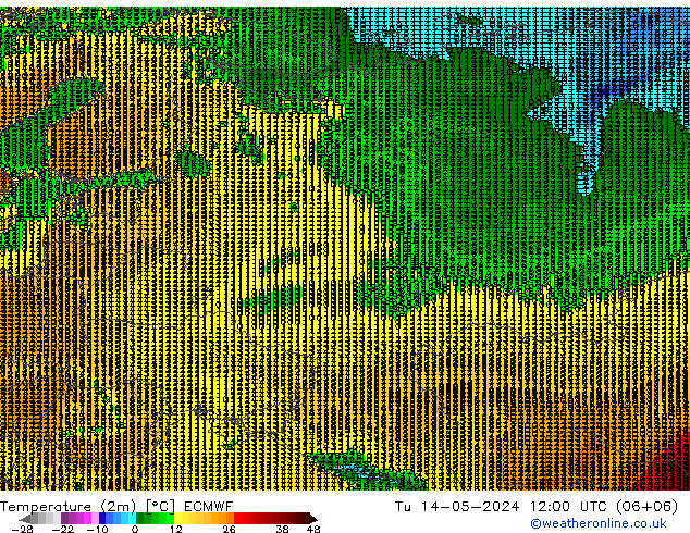 Temperature (2m) ECMWF Út 14.05.2024 12 UTC