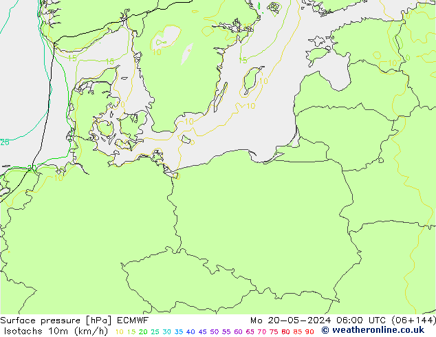 Isotachs (kph) ECMWF Seg 20.05.2024 06 UTC