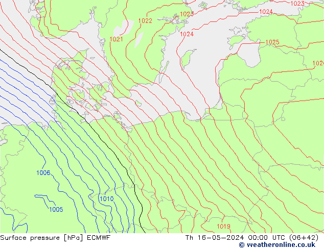 Luchtdruk (Grond) ECMWF do 16.05.2024 00 UTC