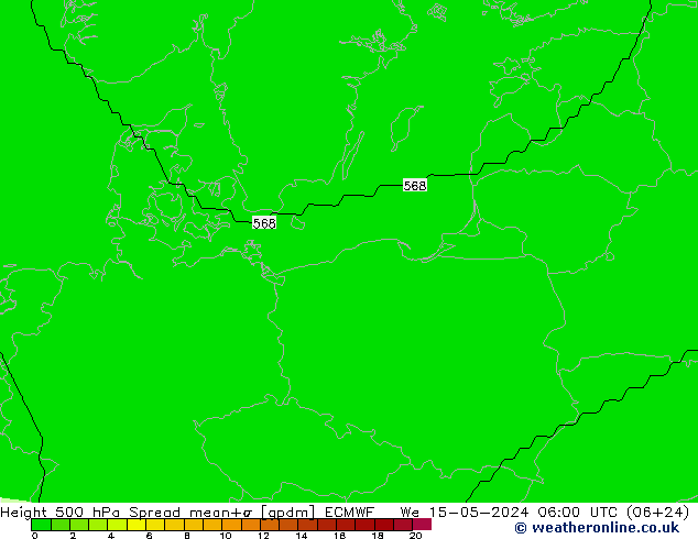 Height 500 hPa Spread ECMWF mer 15.05.2024 06 UTC