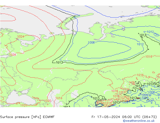 ciśnienie ECMWF pt. 17.05.2024 06 UTC