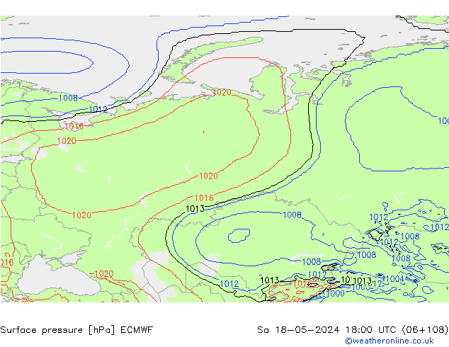Luchtdruk (Grond) ECMWF za 18.05.2024 18 UTC