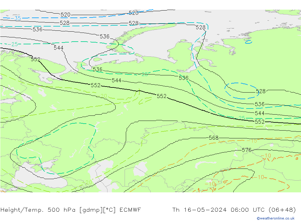 Yükseklik/Sıc. 500 hPa ECMWF Per 16.05.2024 06 UTC