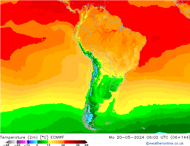 карта температуры ECMWF пн 20.05.2024 06 UTC