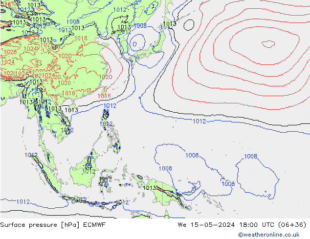 Pressione al suolo ECMWF mer 15.05.2024 18 UTC