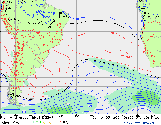 High wind areas ECMWF dim 19.05.2024 06 UTC