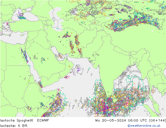Isotachs Spaghetti ECMWF 星期一 20.05.2024 06 UTC