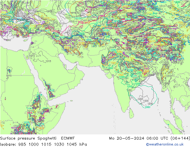 地面气压 Spaghetti ECMWF 星期一 20.05.2024 06 UTC