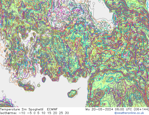 Temperature 2m Spaghetti ECMWF Mo 20.05.2024 06 UTC