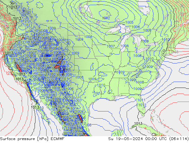 pressão do solo ECMWF Dom 19.05.2024 00 UTC