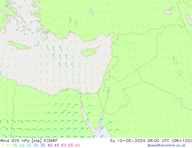 Wind 925 hPa ECMWF Su 19.05.2024 06 UTC