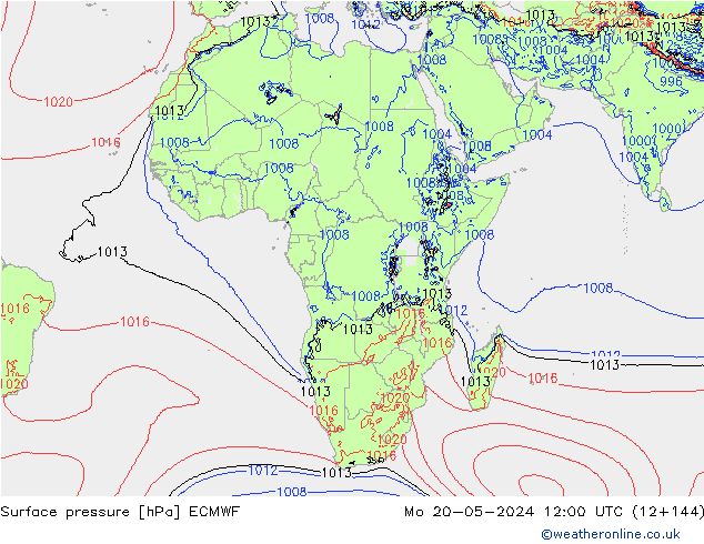 Atmosférický tlak ECMWF Po 20.05.2024 12 UTC