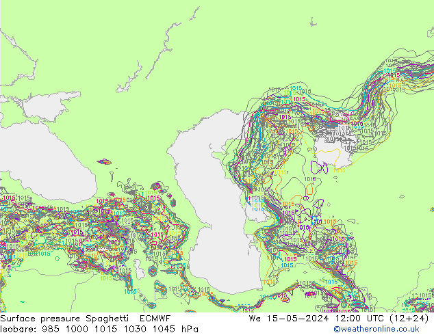Yer basıncı Spaghetti ECMWF Çar 15.05.2024 12 UTC