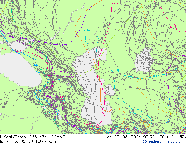 Height/Temp. 925 hPa ECMWF Qua 22.05.2024 00 UTC