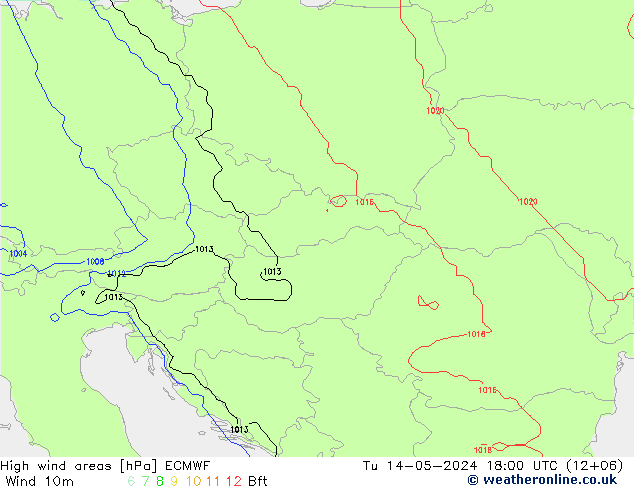 High wind areas ECMWF Tu 14.05.2024 18 UTC