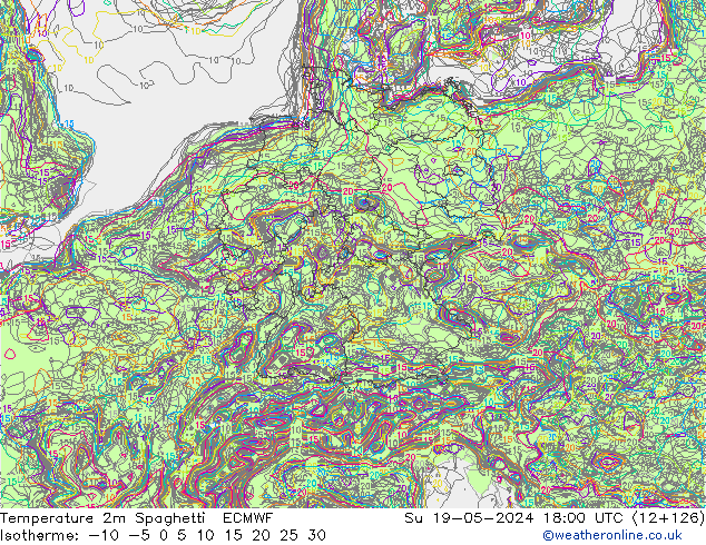 Sıcaklık Haritası 2m Spaghetti ECMWF Paz 19.05.2024 18 UTC
