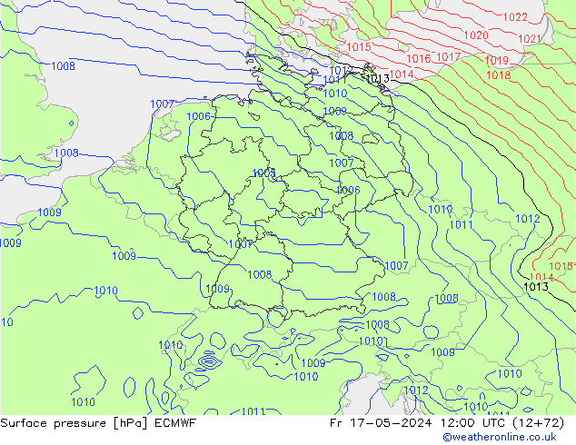 Luchtdruk (Grond) ECMWF vr 17.05.2024 12 UTC