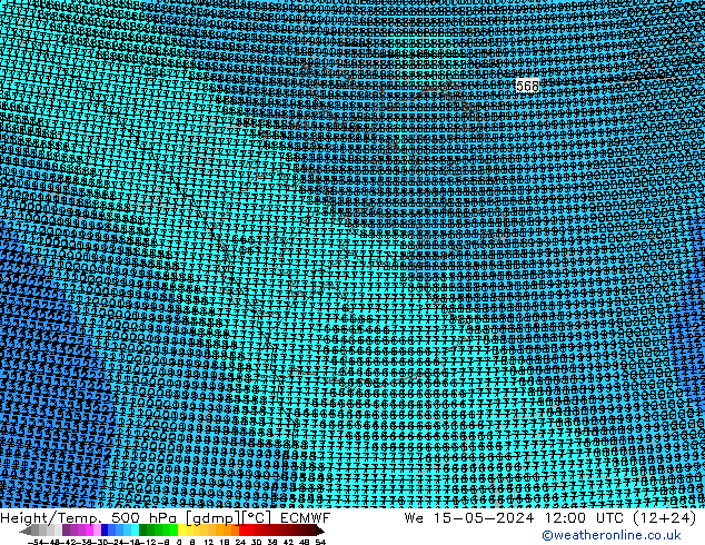 Height/Temp. 500 hPa ECMWF 星期三 15.05.2024 12 UTC