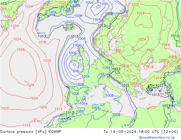 приземное давление ECMWF вт 14.05.2024 18 UTC