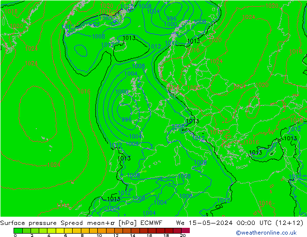 Bodendruck Spread ECMWF Mi 15.05.2024 00 UTC