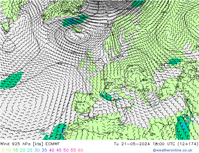 Wind 925 hPa ECMWF di 21.05.2024 18 UTC