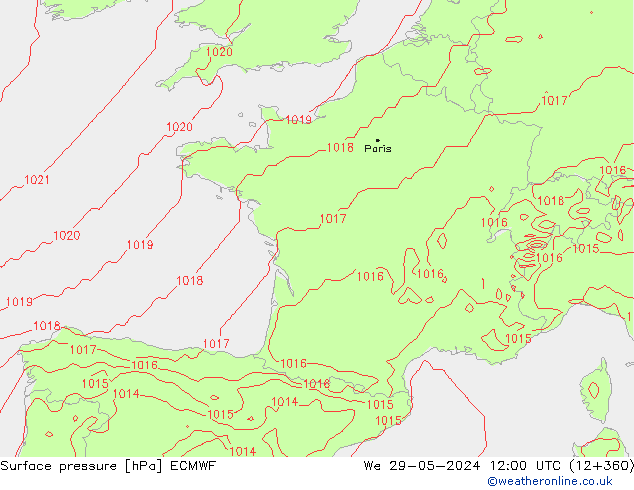 Yer basıncı ECMWF Çar 29.05.2024 12 UTC