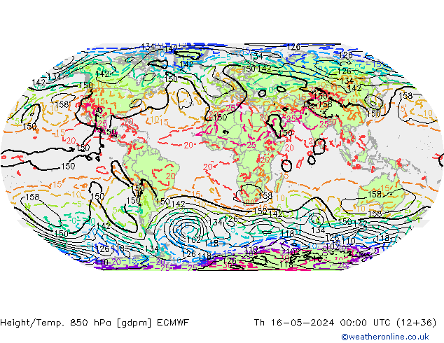 Hoogte/Temp. 850 hPa ECMWF do 16.05.2024 00 UTC