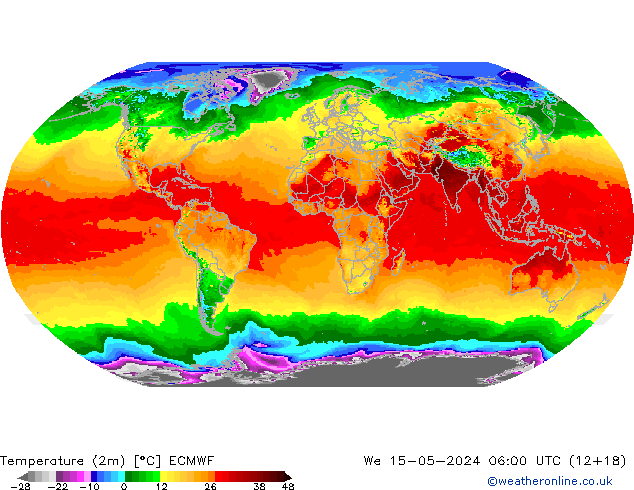 température (2m) ECMWF mer 15.05.2024 06 UTC