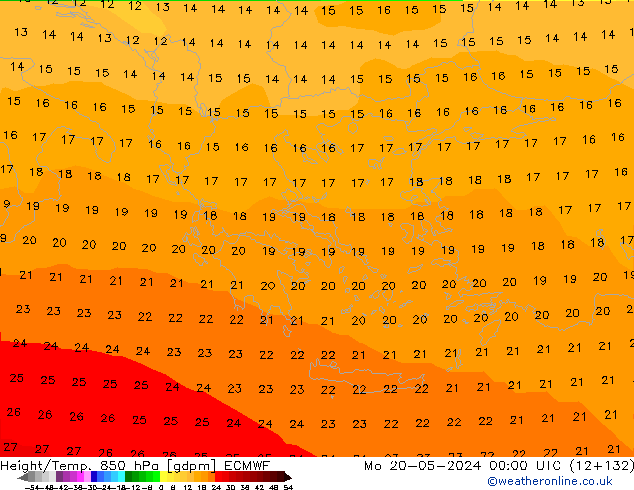 Height/Temp. 850 hPa ECMWF  20.05.2024 00 UTC