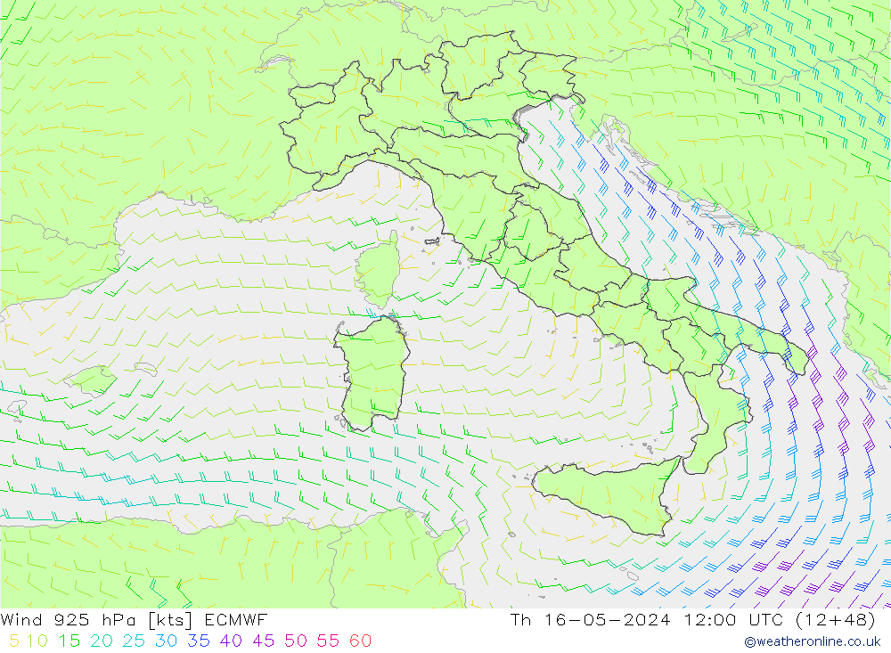 Rüzgar 925 hPa ECMWF Per 16.05.2024 12 UTC